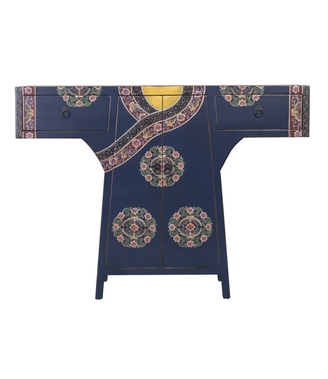 Chinese Kimono Kast Handgeschilderd Midnight Blauw B120xD35xH87cm