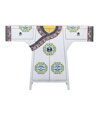 Fine Asianliving Armadio Kimono Cinese Dipinto a Mano Bianco L120xP35xA87cm