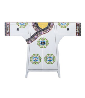 Fine Asianliving Chinese Kimono Kast Handgeschilderd Wit B120xD35xH87cm