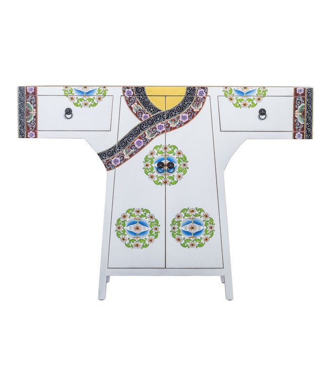 Armario Kimono Chino Pintado a Mano Blanco An.120xP35xAl.87cm