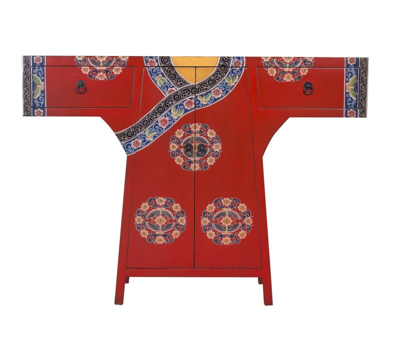 Armario Kimono Chino Pintado a Mano Rojo An.120xP35xAl.87cm