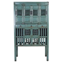 Antiker Chinesischer Schrank Blau Grün B111xT55xH191cm