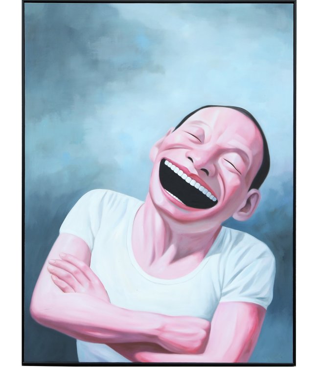 Oil Painting 100% Handpainted 3D Relief Effect Black Frame 90x120cm Yue Min Jun Reproduction  Laughing Man