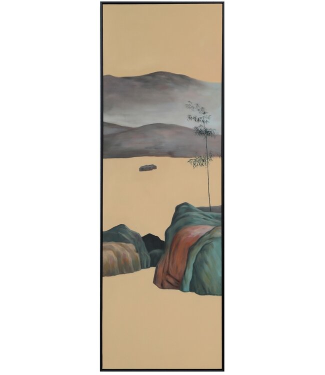 Peinture á l'Huile 100% Peint á La Main 3D Effect Relief Cadre Noir 50x150cm Paysage