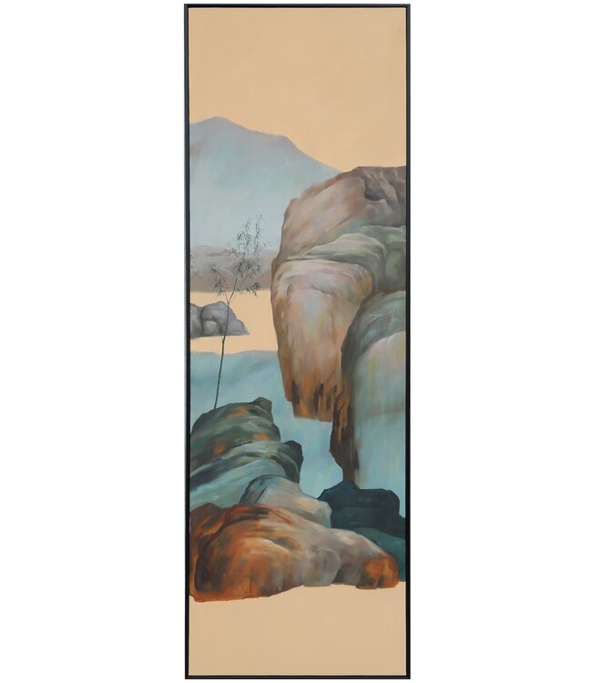 Ölgemälde 100% Handgemalt 3D Texture Rahmen Schwarz 50x150cm Landschaft