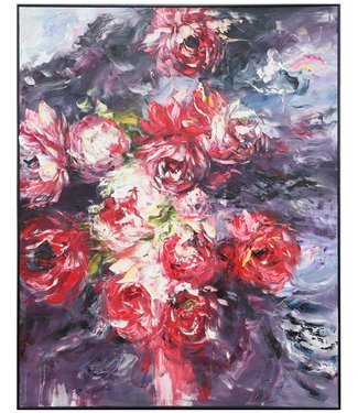 Fine Asianliving Oil Painting 100% Handpainted 3D Relief Effect Black Frame 120x150cm Roses