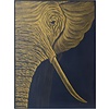 Fine Asianliving Pintura Al Óleo Cuadro Tallado a Mano 3D Efecto Relieve Marco Negro 90x120cm  Elefante a La Izquierda