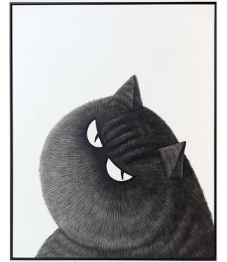 Fine Asianliving Ölgemälde 100% Handgemalt 3D Texture Rahmen Schwarz 100x80cm Schwarze Katze