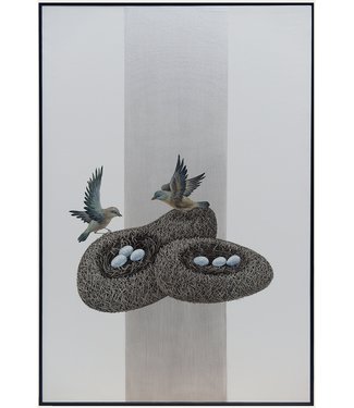 Fine Asianliving Ölgemälde 100% Handgemalt 3D Texture Rahmen Schwarz 80x120cm Vögel