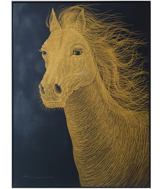 Fine Asianliving Oil Painting 100% Handcarved 3D Relief Effect Black Frame 90x120cm Horse