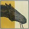 Fine Asianliving Ölgemälde 100%  Handgeschnitzt 3D Texture Rahmen Schwarz 100x100cm Pferd