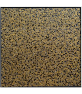 Fine Asianliving Oil Painting 100% Handcarved 3D Relief Effect Black Frame 100x100cm Yellow