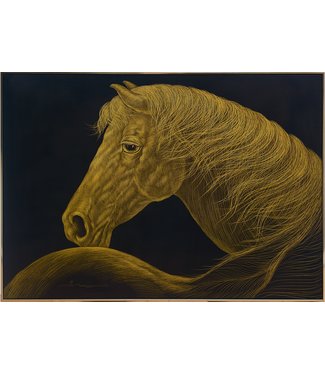 Fine Asianliving Oil Painting 100% Handcarved 3D Relief Effect Black Frame 120x90cm Horse