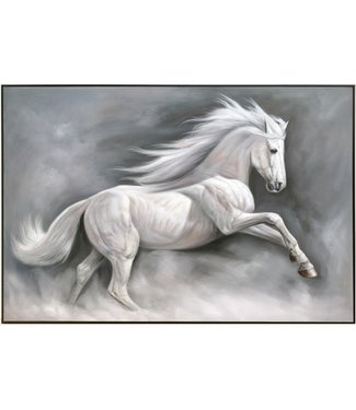 Fine Asianliving Pintura Al Óleo Cuadro Pintado a Mano 3D Efecto Relieve Marco Negro 100x150cm Caballo