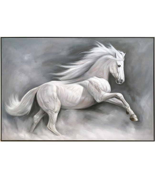 Oil Painting 100% Handpainted 3D Relief Effect Black Frame 100x150cm Horse