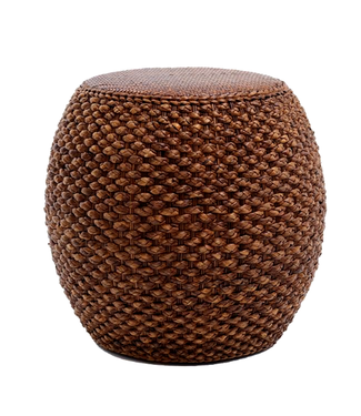 Fine Asianliving Puf Oriental Hecho a Mano Narciso Rattan Marrón D40xAl42cm