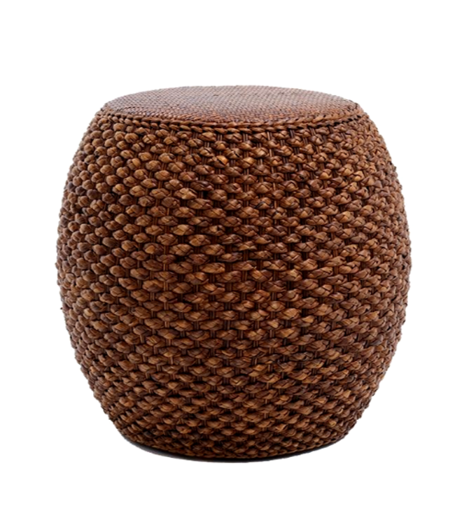 Pouf Oriental Fait Main Narcisse Rotin Marron D40xH42cm