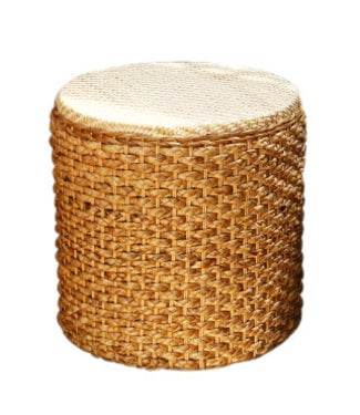 Fine Asianliving Pouf Orientale Fatto a Mano Narciso Rattan Naturale D30xA40cm