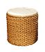 Pouf Oriental Fait Main Narcisse Rotin Naturel D30xH40cm