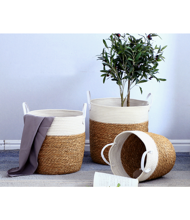 Oosterse Mand Handgemaakt Naturel Waterplanten Set/3 Dia.36/29/26 x H40/37/32cm