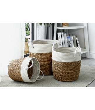 Fine Asianliving Oosterse Mand Handgemaakt Naturel Waterplanten Set/3 Dia.36/29/26 x H40/37/32cm