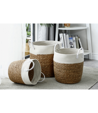 Fine Asianliving Oriental Basket Handmade Natural Aquatic Plants Set/3  Dia.36/29/26 x H40/37/32cm