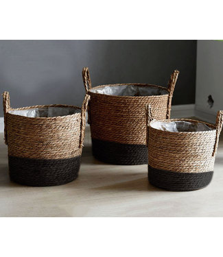 Fine Asianliving Oriental Basket Handmade Natural Aquatic Plants Set/3 Dia.36/30/25 x H30/25/20cm