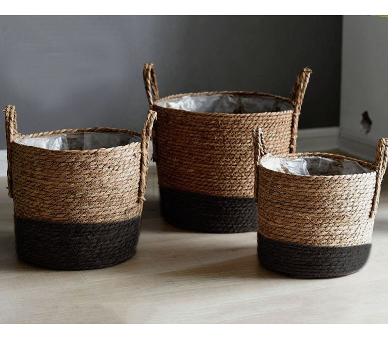 Oriental Basket Handmade Natural Aquatic Plants Set/3 Dia.36/30/25 x H30/25/20cm