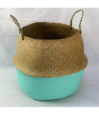 Fine Asianliving Oriental Basket Handmade Natural Seaweed Set/4 Dia.35/26/22/13 x H31/23/19/12.5cm Blue