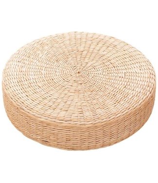 Fine Asianliving Orientalischer Pouf Handgefertigter Natürlicher Rohrkolben D50xH10cm