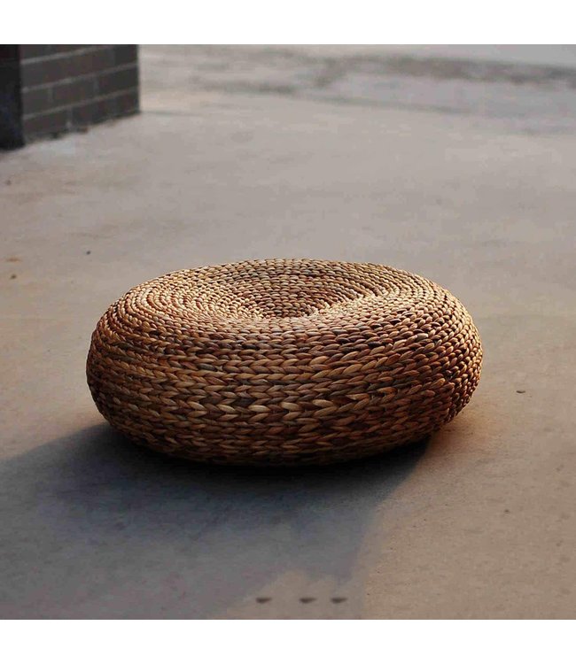 Puf Oriental Hecho a Mano Narciso Ratán Marrón D50xAl18cm