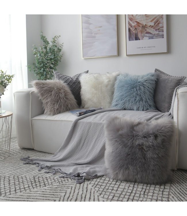 100% Genuine Real Sheepskin Decorative Pillow with Filling 45x45cm