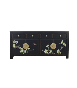 Fine Asianliving Buffet Chinois Onyx Noir Peinte à la Main - Orientique Collection L180xP40xH85cm