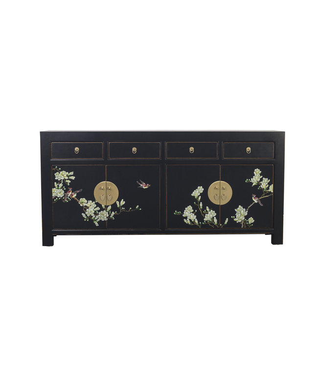 Credenza Cinese Onice Nero Dipinto a Mano - Orientique Collezione L180xP40xA85cm