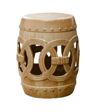 Fine Asianliving Ceramic Garden Stool Porcelain Coin Beige D32xH43cm