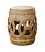 Tabouret Céramique Beige Chinois Porcelaine D32xH43cm Fait Main