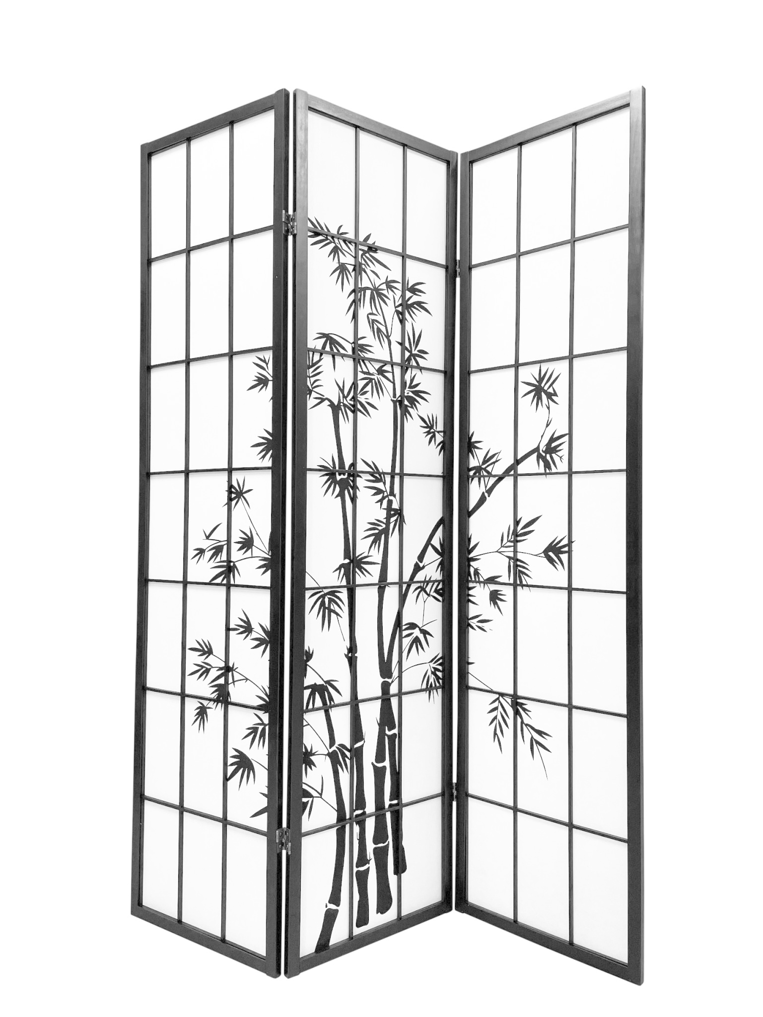 Japanese Room Divider Shoji W135xH180cm Privacy Screen Black Bamb