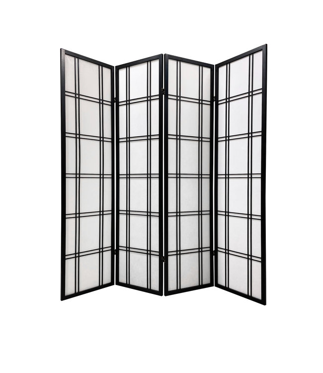 Japanese Room Divider Shoji W180xH180cm Privacy Screen Black - Isumi