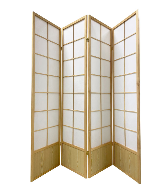 Paravent Japanische Trennwand Shoji B180xH180cm Raumteiler Natur - Miura