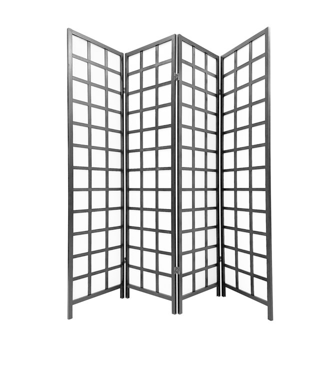 Japanese Room Divider Shoji W180xH180cm Privacy Screen Black - Nara