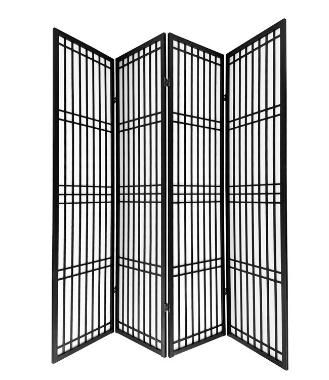 Japanese Room Divider Shoji W180xH180cm Privacy Screen Black - Tokyo