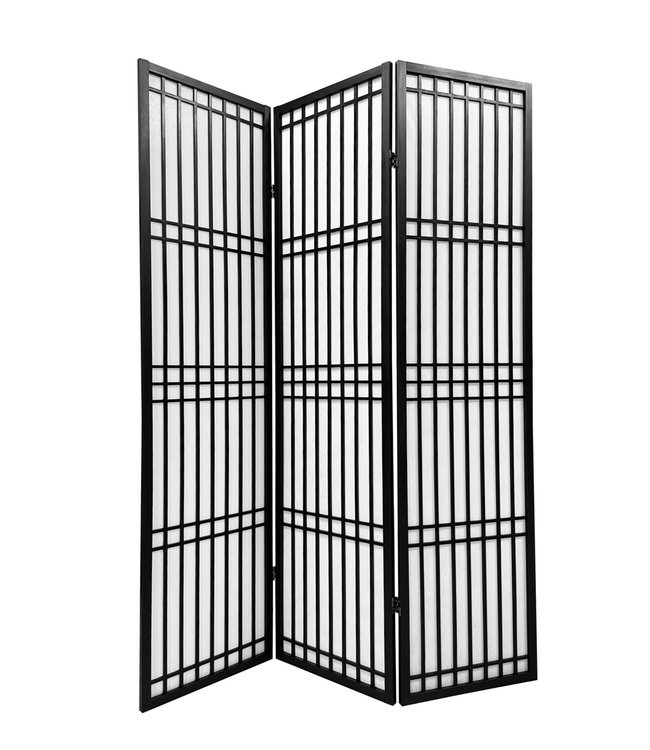 Japanese Room Divider Shoji W135xH180cm Privacy Screen Black - Tokyo