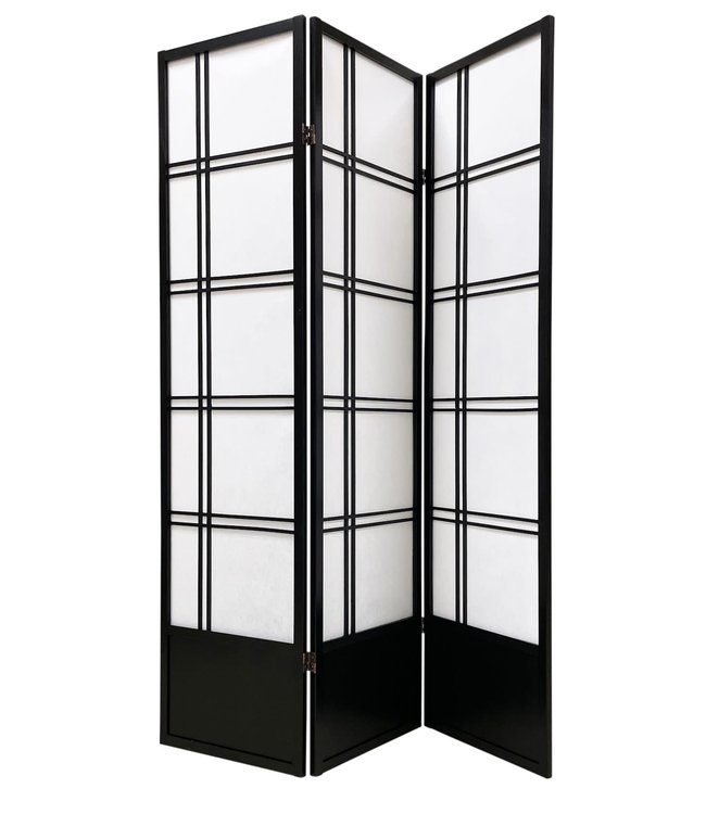 Japanese Room Divider Shoji W135xH180cm Privacy Screen Black - Nishio