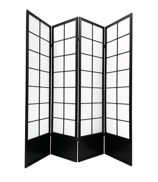 Japanese Room Divider Shoji W180xH180cm Privacy Screen Black - Miura