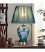 Chinese Table Lamp Handpainted Midnight Peonies Bronze Base D33xH53cm