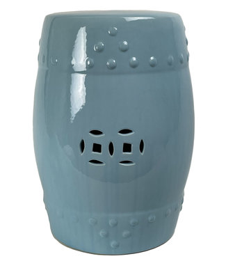 Fine Asianliving Ceramic Garden Stool D33xH46cm Porcelain Handmade Light Blue