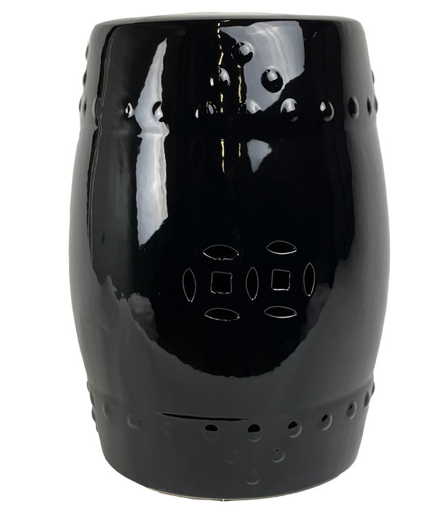 Keramische Kruk Onyx Zwart Porselein Handgemaakt D33xH46cm