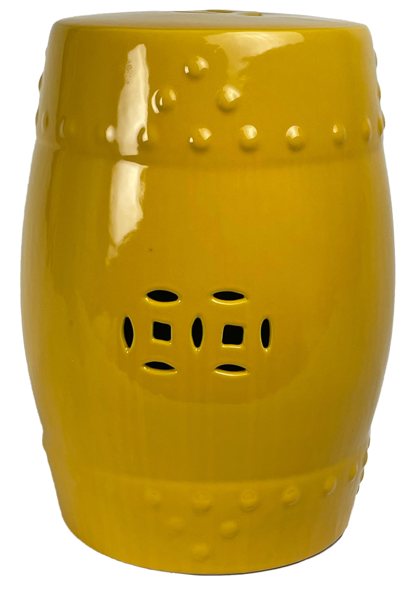 schouder Geleerde Isolator Keramische Kruk Amber Geel Porselein Handgemaakt D33xH46cm - Shop nu bij  Orientique