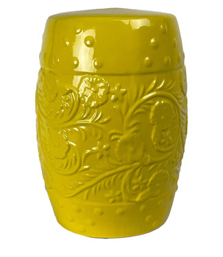 Fine Asianliving Keramik Hocker D33xH46cm Mohngelb