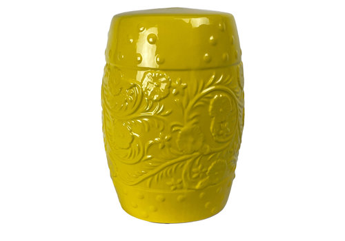 Fine Asianliving Taburete de jardín de cerámica P33xH46cm amarillo amapola